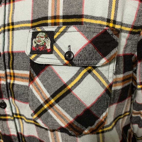 Middle Of Beyond Flannel Shirt Day Of The Dead Zombie MOB Plaid Blue Mens XL - Picture 6 of 10